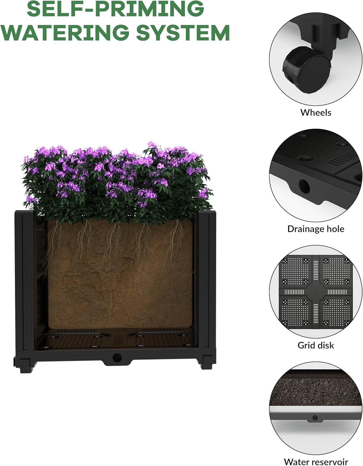Garvee Metal Garden Arch Trellis for Climbing Plants, 2 Raised Planter Box, Black