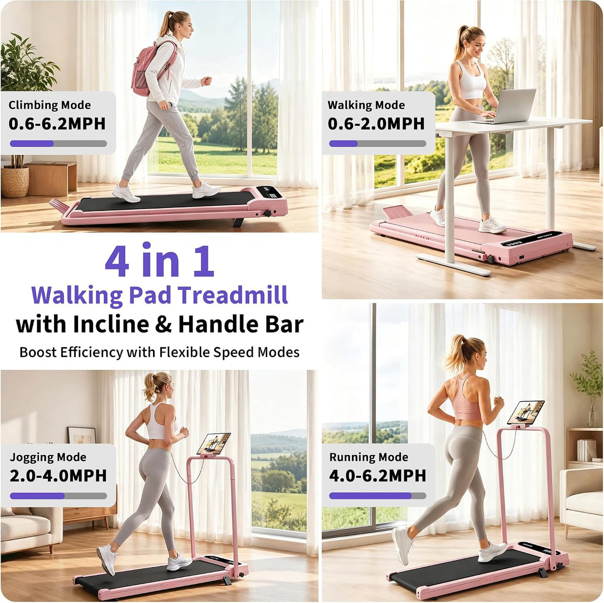 Riedhoff Folding Walking Pad Treadmill for Home, 3.0 HP Under Desk Treadmill with Smart APP