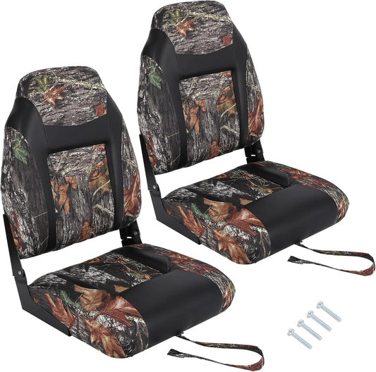 Garvee Folding Boat Seats, High Back, 2 Pack, Thick Sponge Padding and Hinge