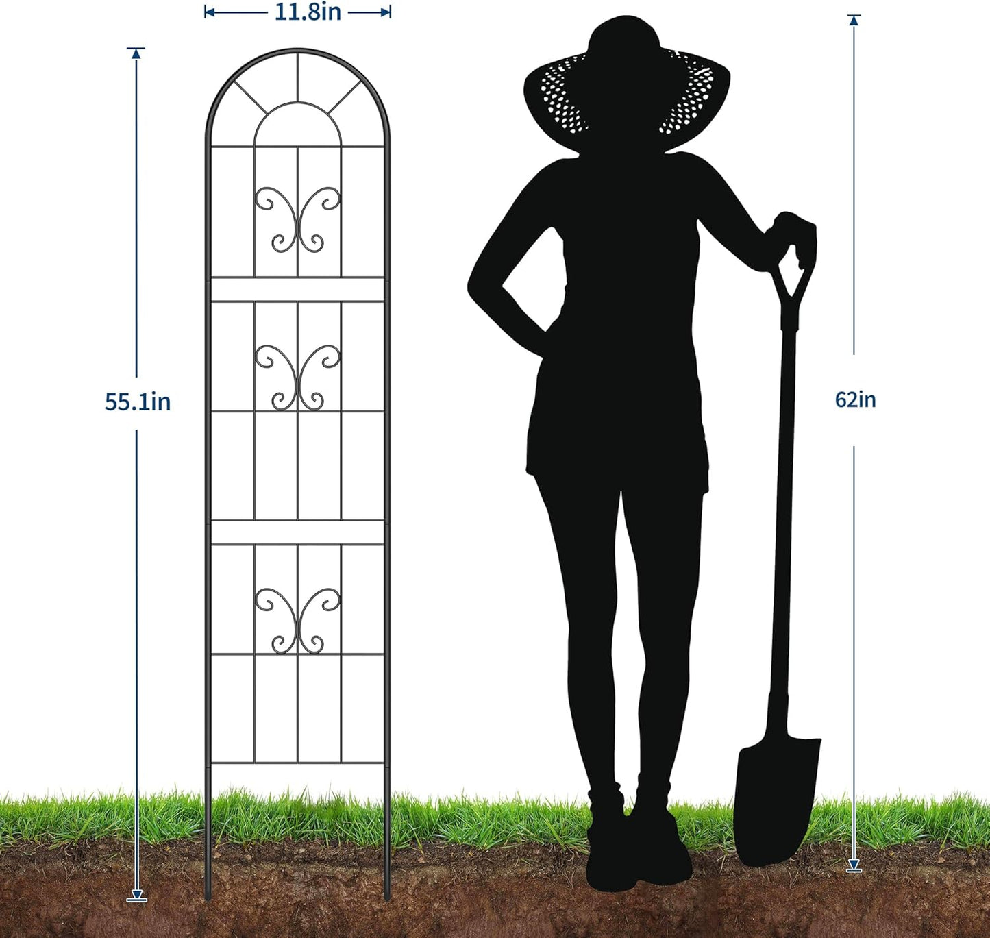 Riedhoff Metal Garden Trellis for Climbing Plants, Black