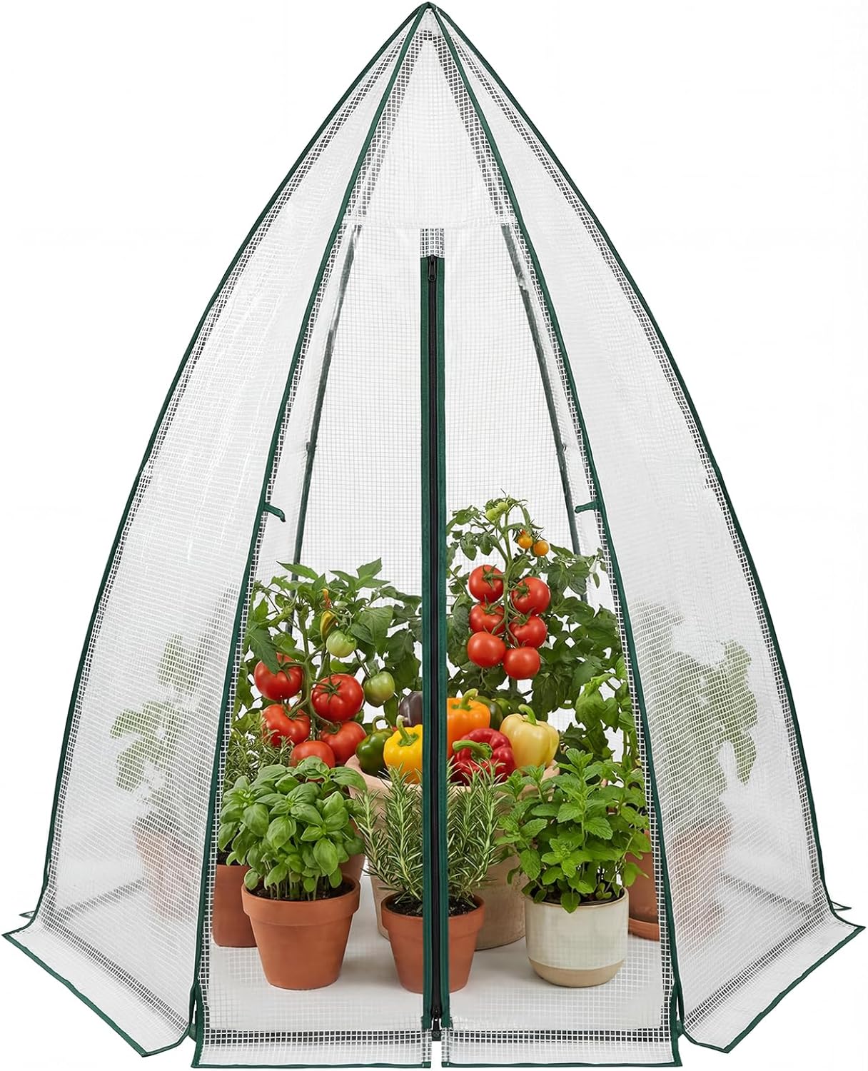 Garvee Mini Portable Greenhouse 54 x 54 x 71 inch, PE Cover with Roll-Up Zipper Door