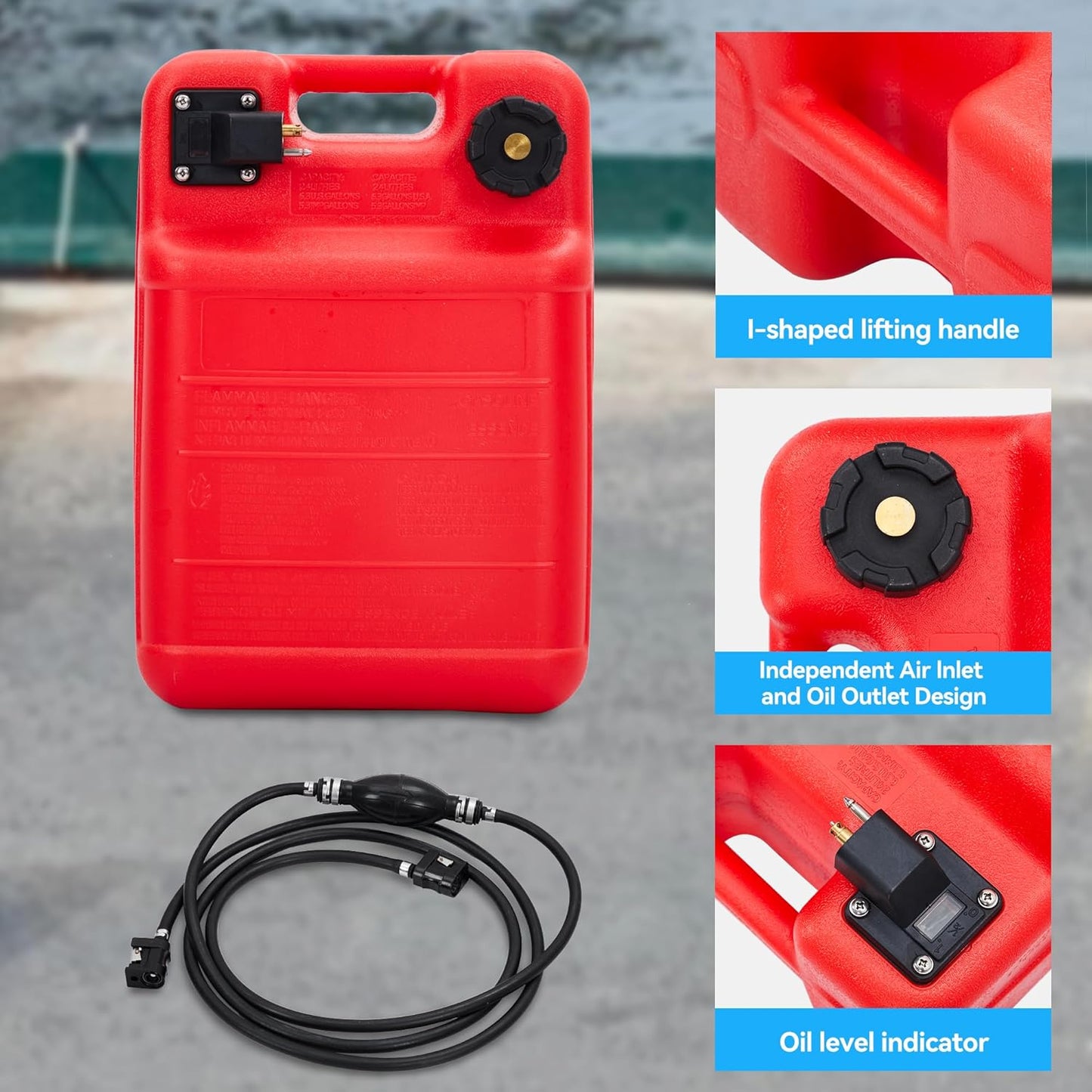 Riedhoff Marine Tank, with Line and Hand Pump, Red