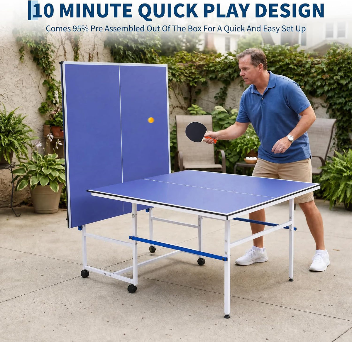 Riedhoff Portable Table Tennis Table with 2 Paddles & 3 Balls