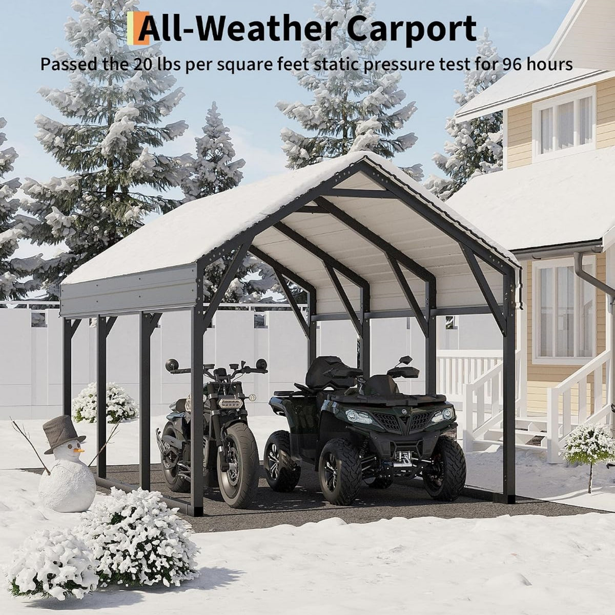 Riedhoff Metal Carport, Heavy Duty, Gray