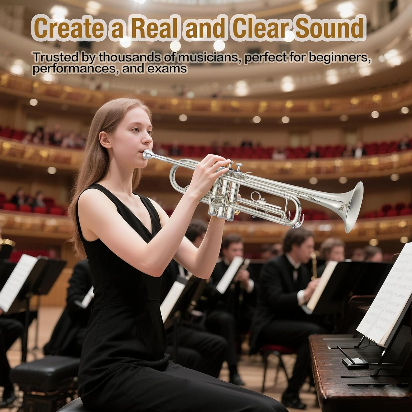 Garvee Bb Trumpet Lacquer Brass Complete Set for Beginners