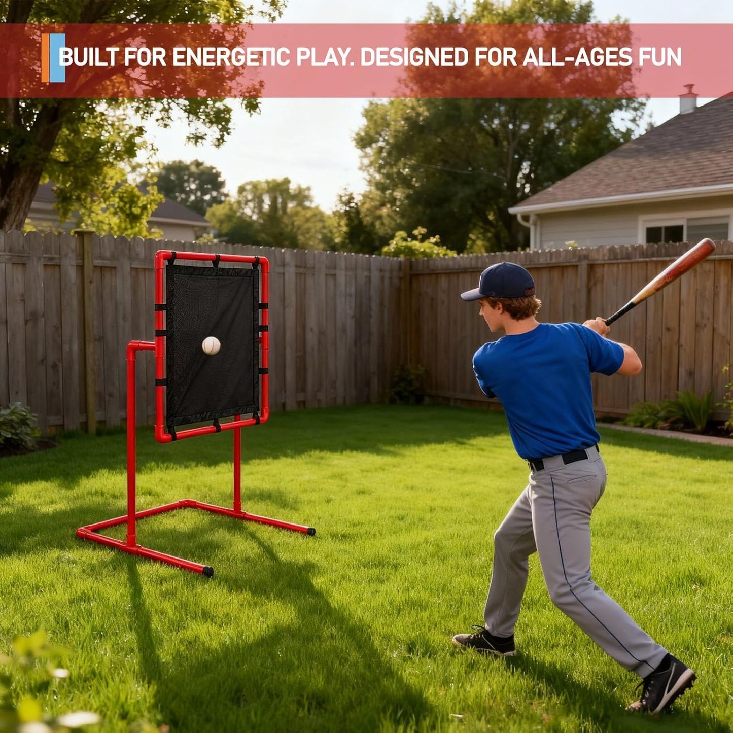 Garvee Baseball Strike Zone, Pitching Training, Easy to Set Up and Assemble, 27 x 26 x 49", Red