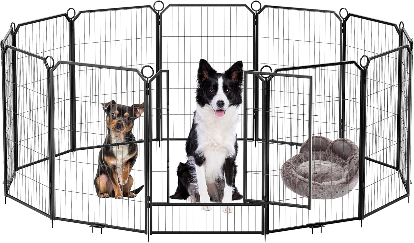 Garvee Metal Dog Playpen, Gate Included, Black
