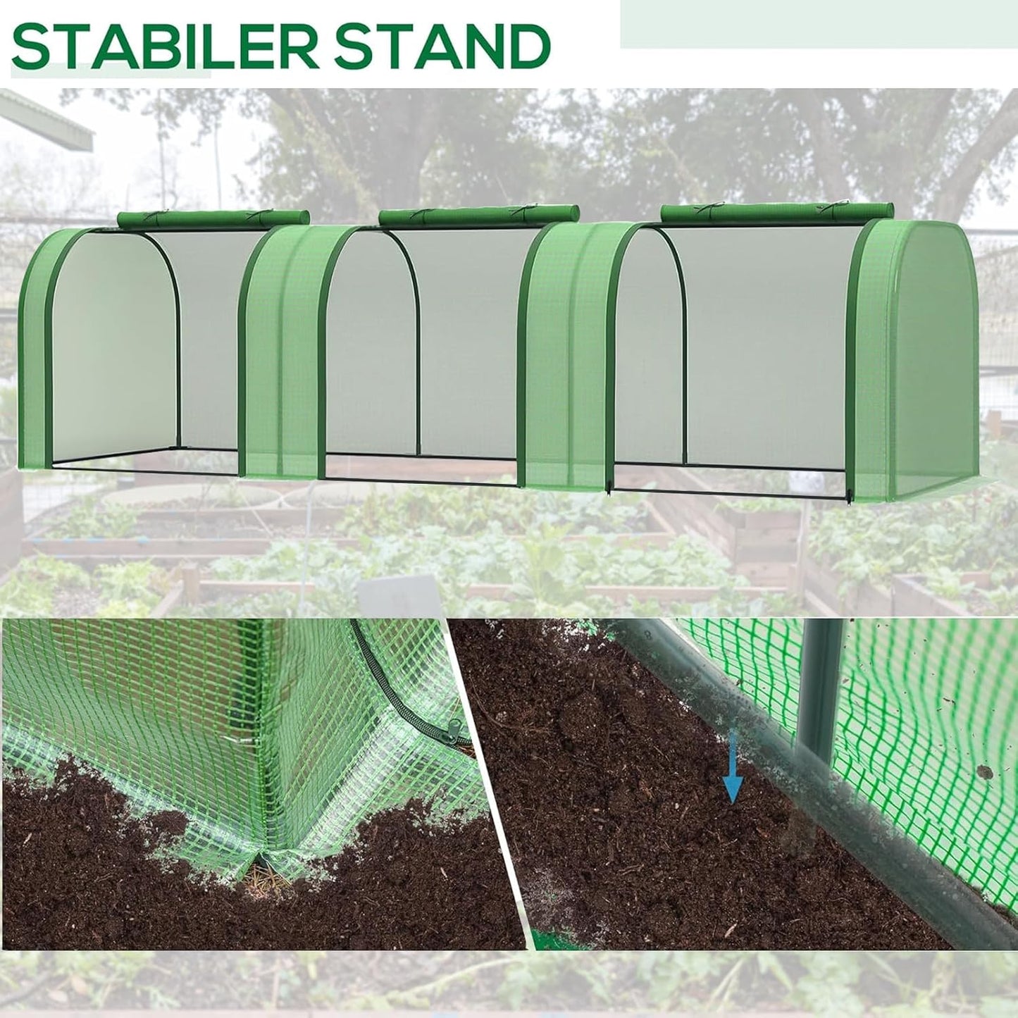 Garvee Mini Greenhouse 116.93 x 39.37 x 31.5 inch, PE Cover with Roll-up Zipper Door