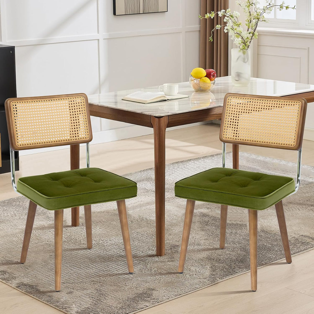 Riedhoff Rattan Dining Chairs, 22.4 x 18.5 x 31.7", Set of 2