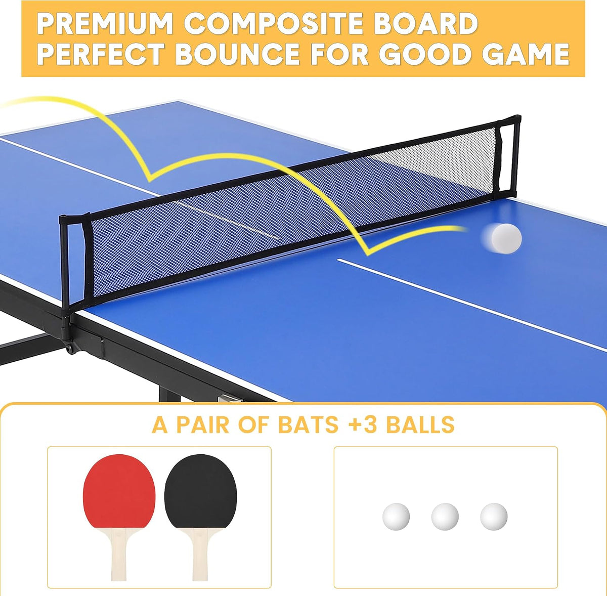 Riedhoff Portable Table Tennis Table with 2 Paddles & 3 Balls