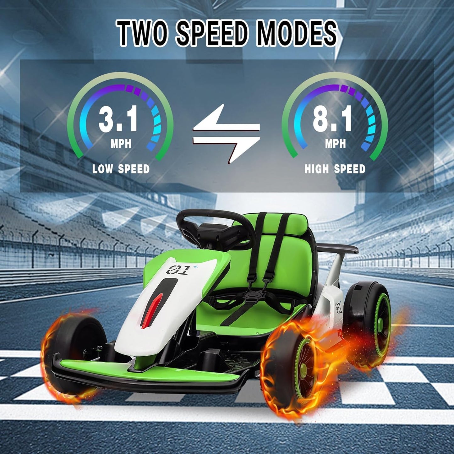 Garvee Kids Electric Drift Go-Kart, 24V 7AH Battery, 2*150W Motors, Outdoor Ride On Toy