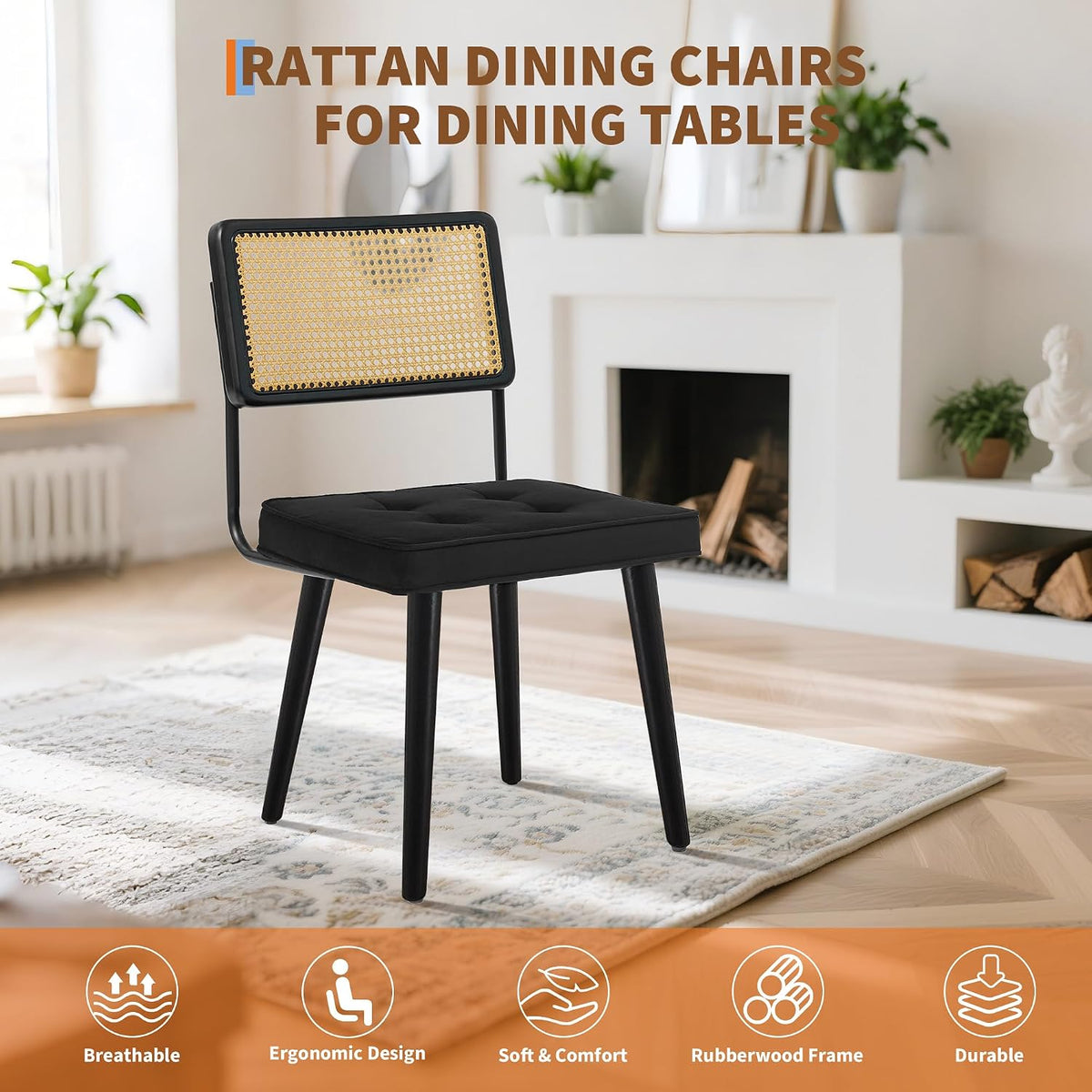 Riedhoff Rattan Dining Chairs, 22.4 x 18.5 x 31.7", Set of 2