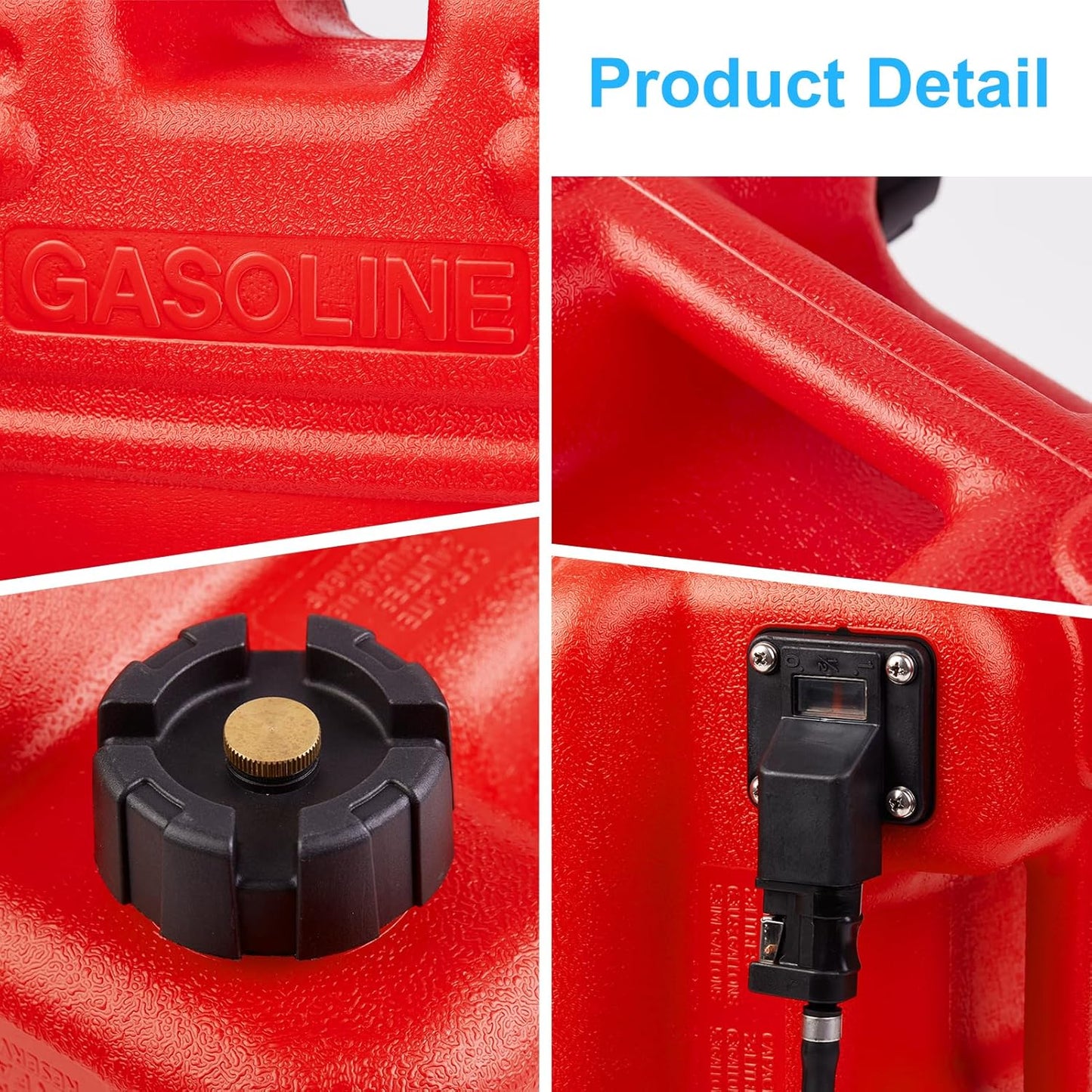 Garvee Portable Boat Fuel Gas Tank with Fuel Line, 6 Gallon, 11.6" x 9.8"x 17.8", Red