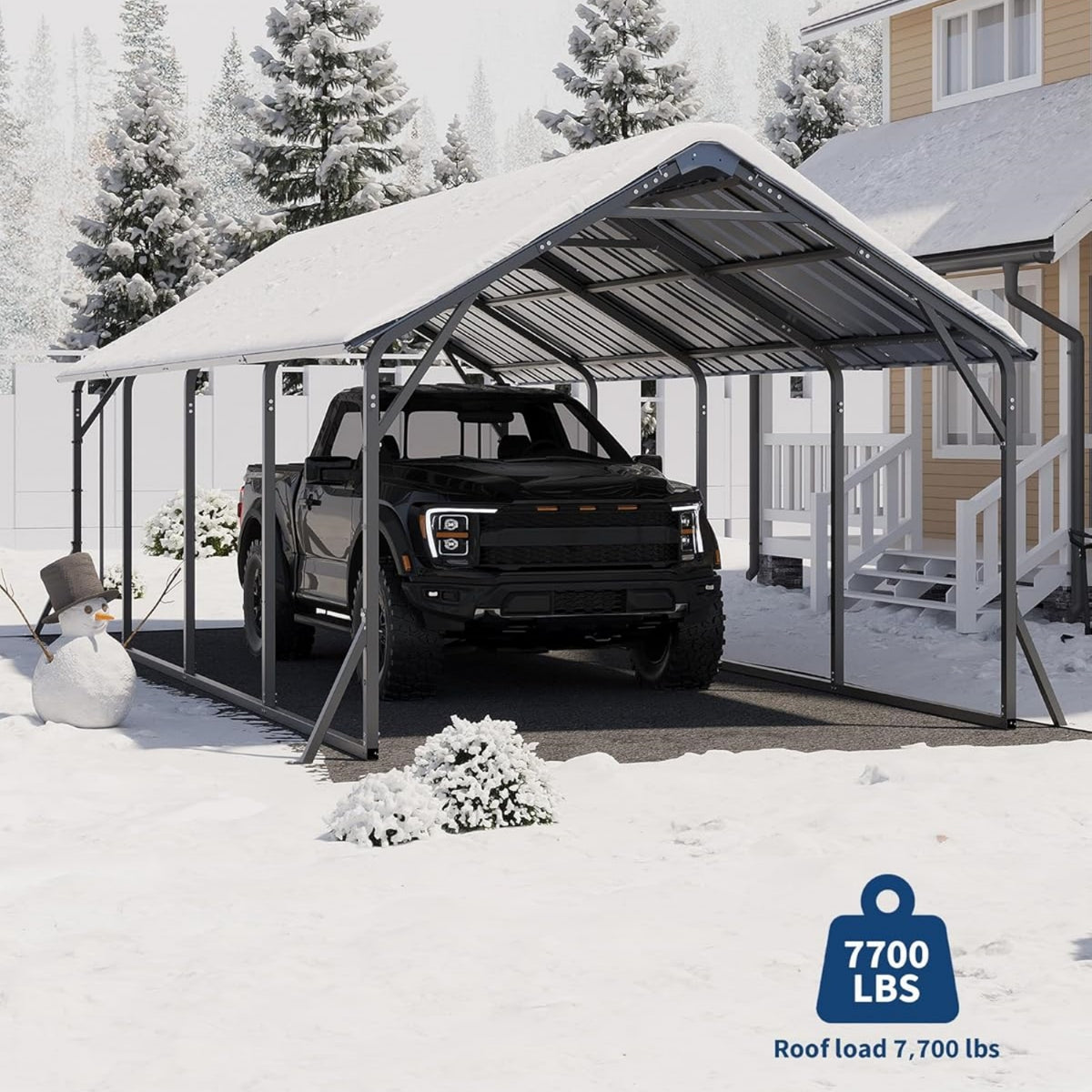 Riedhoff Metal Carport with Vertical Roof, Heavy Duty Steel, Gray