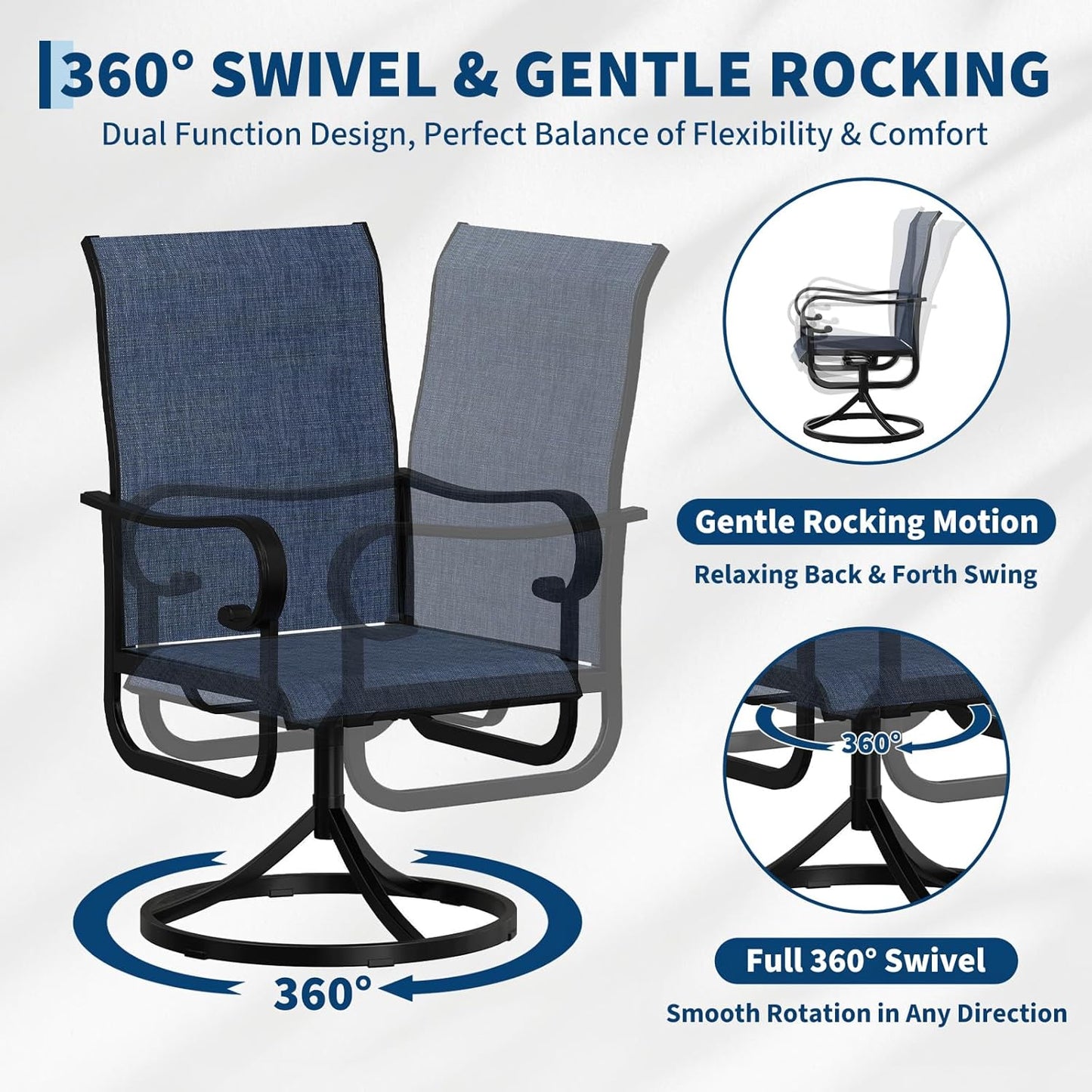 Riedhoff Patio Swivel Chairs Set of 2, with High Back, 23 x 20 x 40"