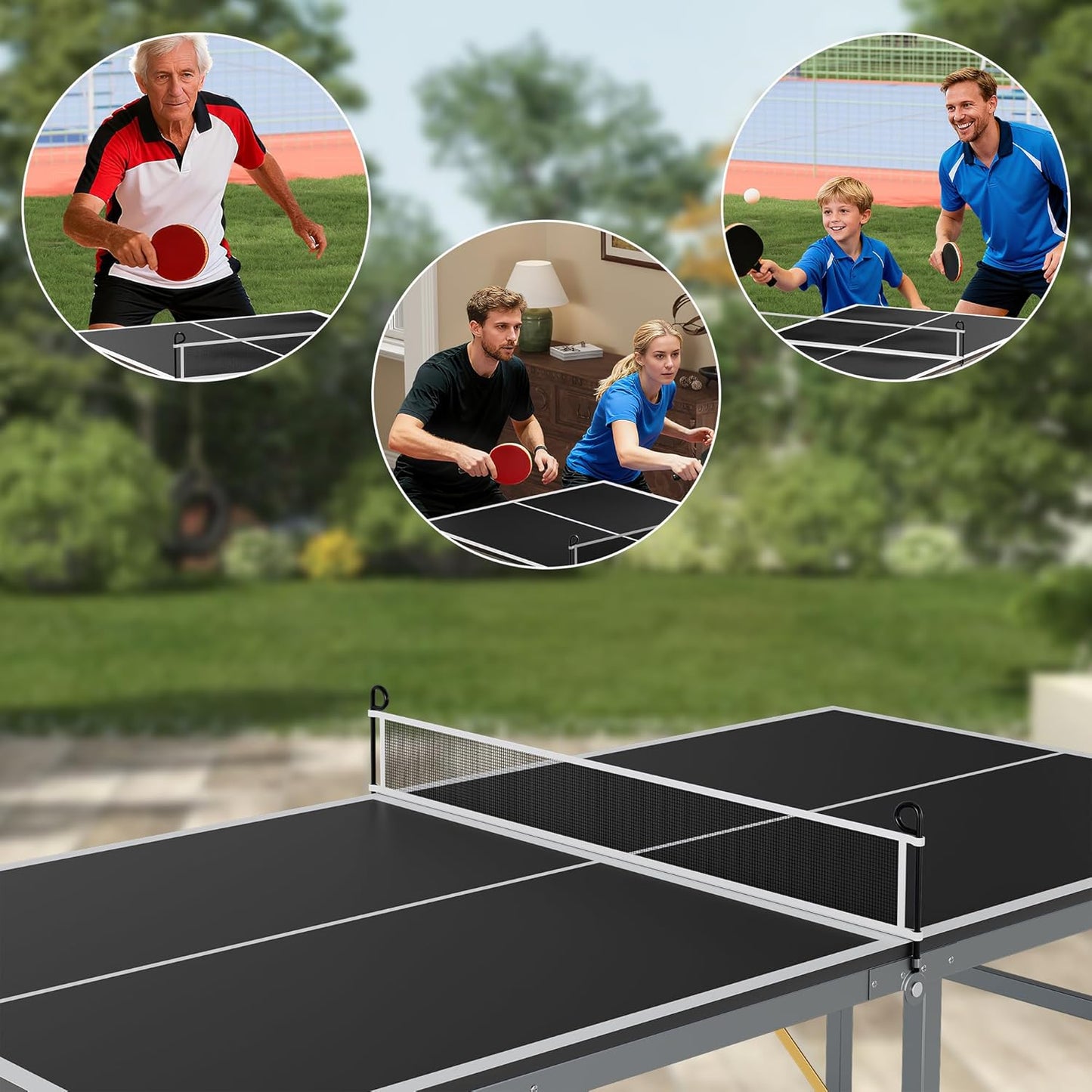 Riedhoff Portable Table Tennis Table, Ultra-Compact Design with Net, 2 Paddles & 3 Balls