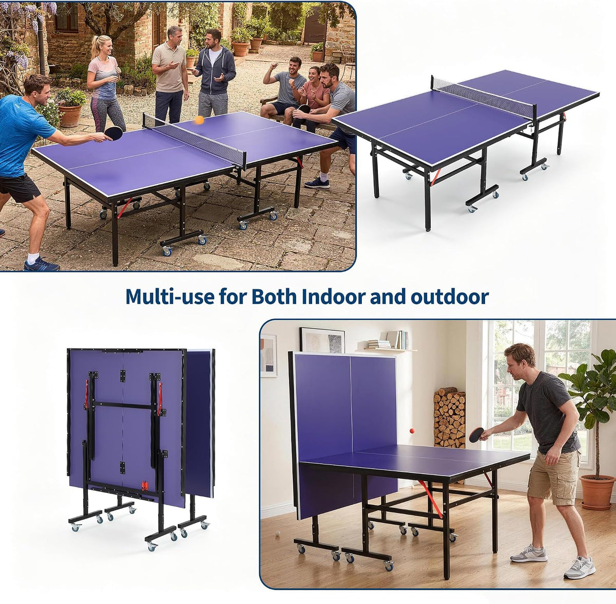Riedhoff Portable Table Tennis Table with 2 Paddles & 3 Balls