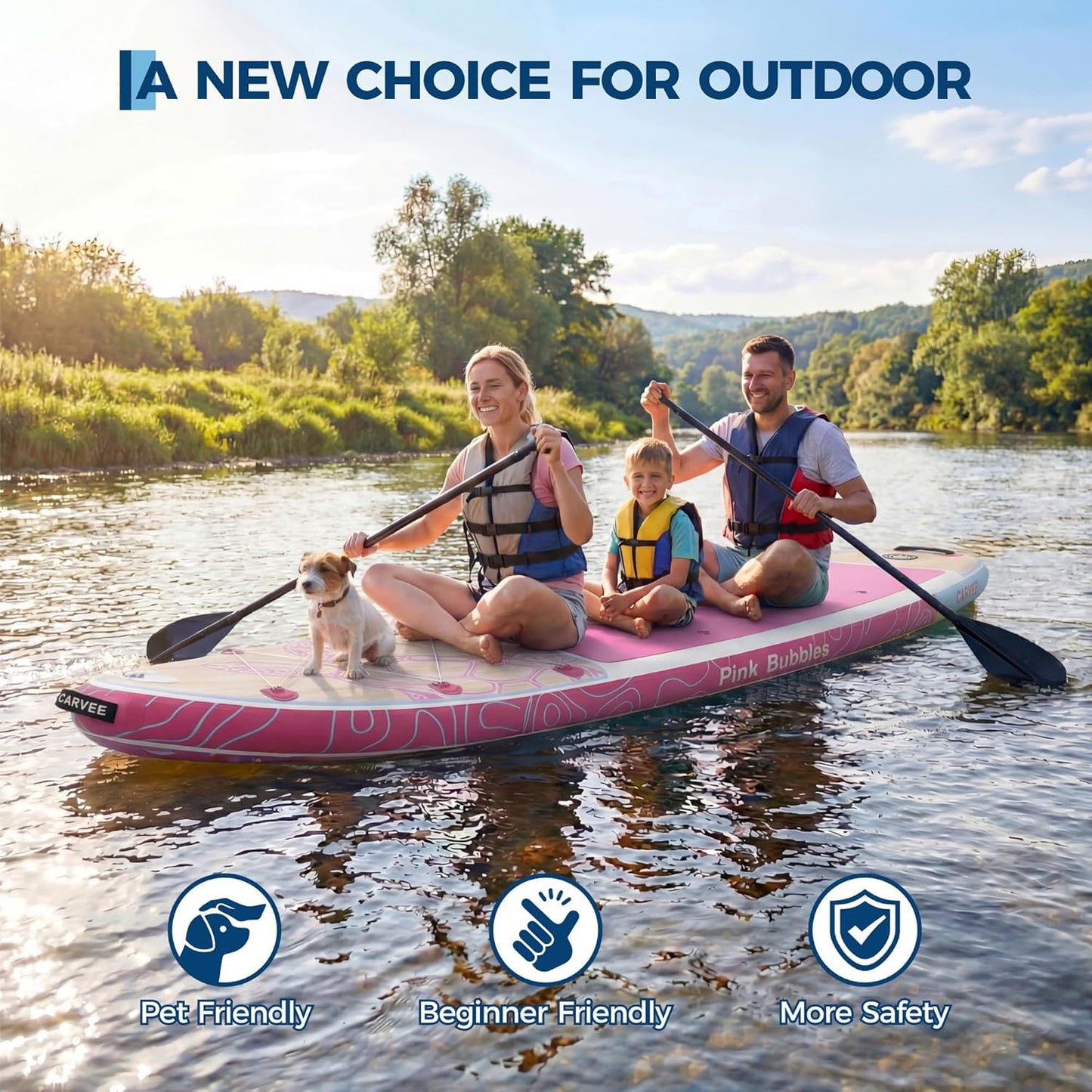 Garvee 11 ft Inflatable Stand up Paddle Boards with Premium SUP Accessories