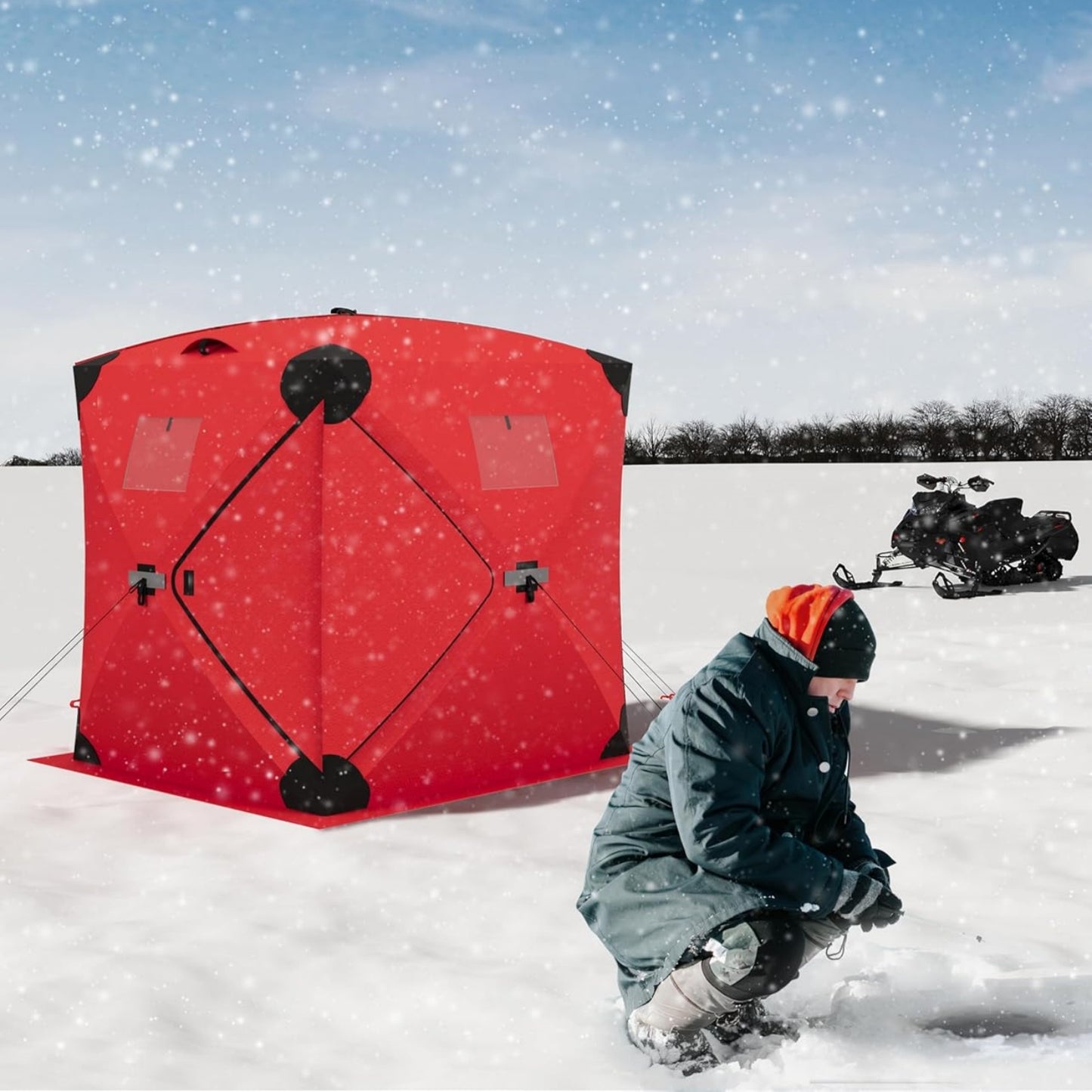 Garvee Ice Fishing Insulated Tent, 6-7 Person Shelter, 70.8 x 70.8 x 78.7"