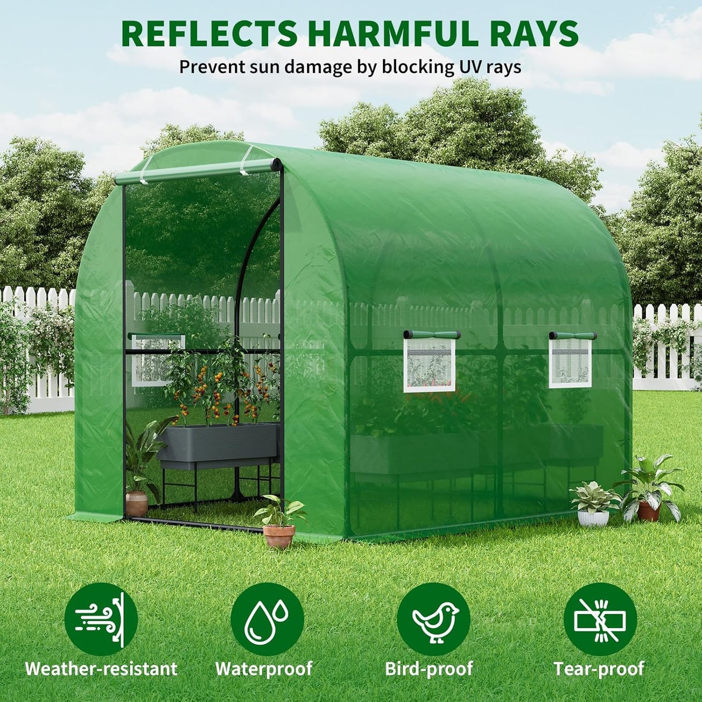 Garvee Portable Walk-in Greenhouse 98.42 x 78.74 x 78.74", Upgraded Heavy Duty Frame