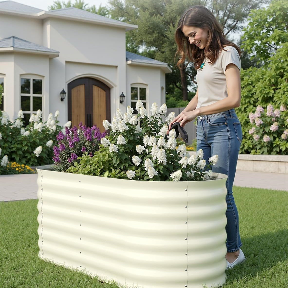 Garvee Elliptical feet Steel Planter Box, Raised Garden Bed