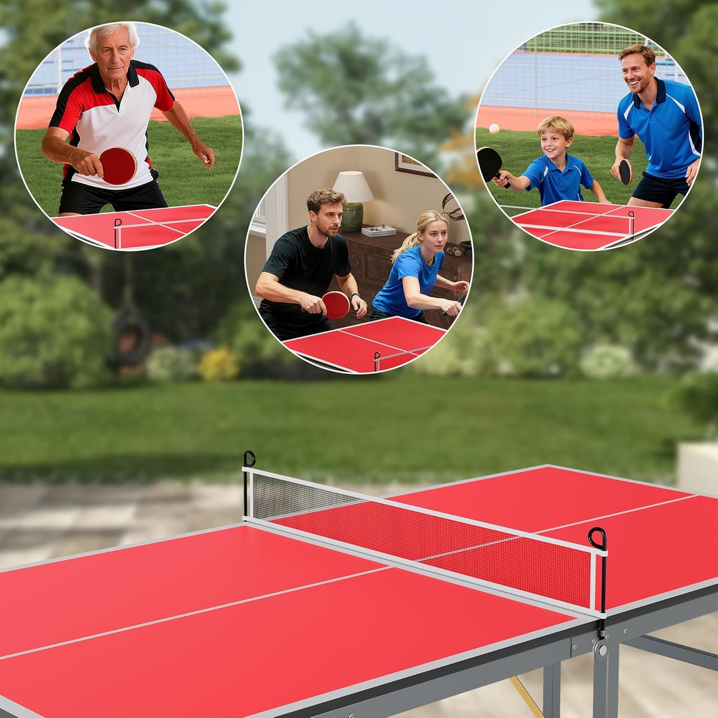 Riedhoff Portable Table Tennis Table, Ultra-Compact Design with Net, 2 Paddles & 3 Balls