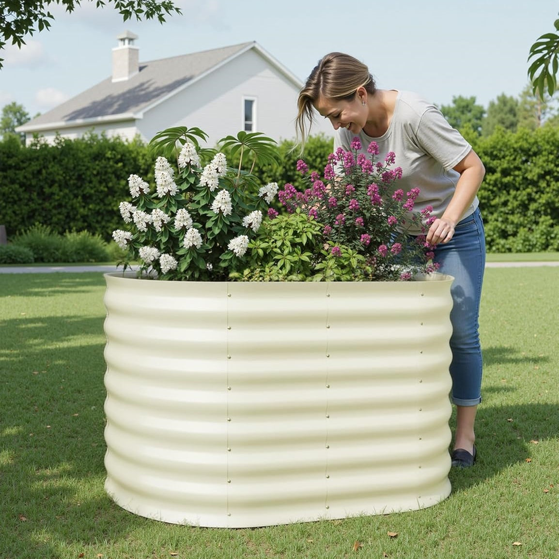 Garvee Elliptical feet Steel Planter Box, Raised Garden Bed