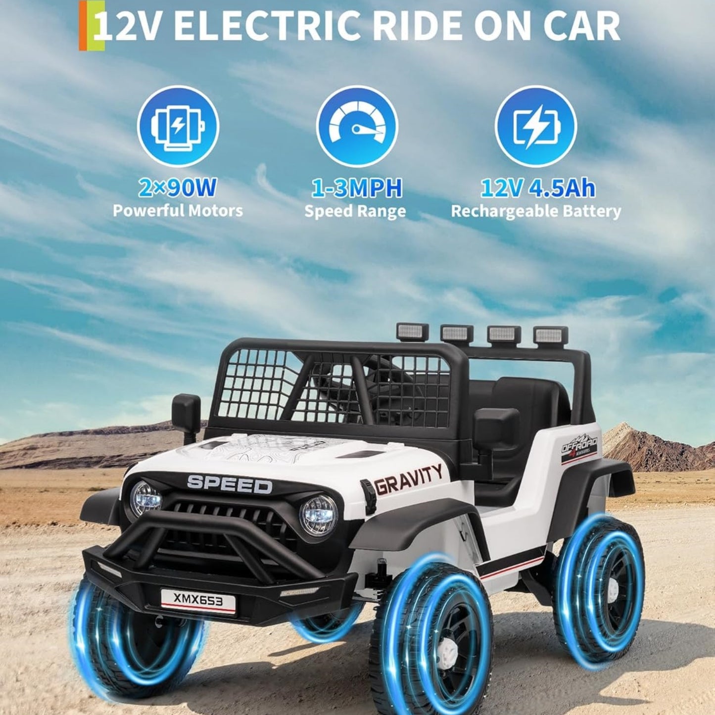 Garvee 12V Kids Ride on Car with Remote Controller, for Children 3-6 Years
