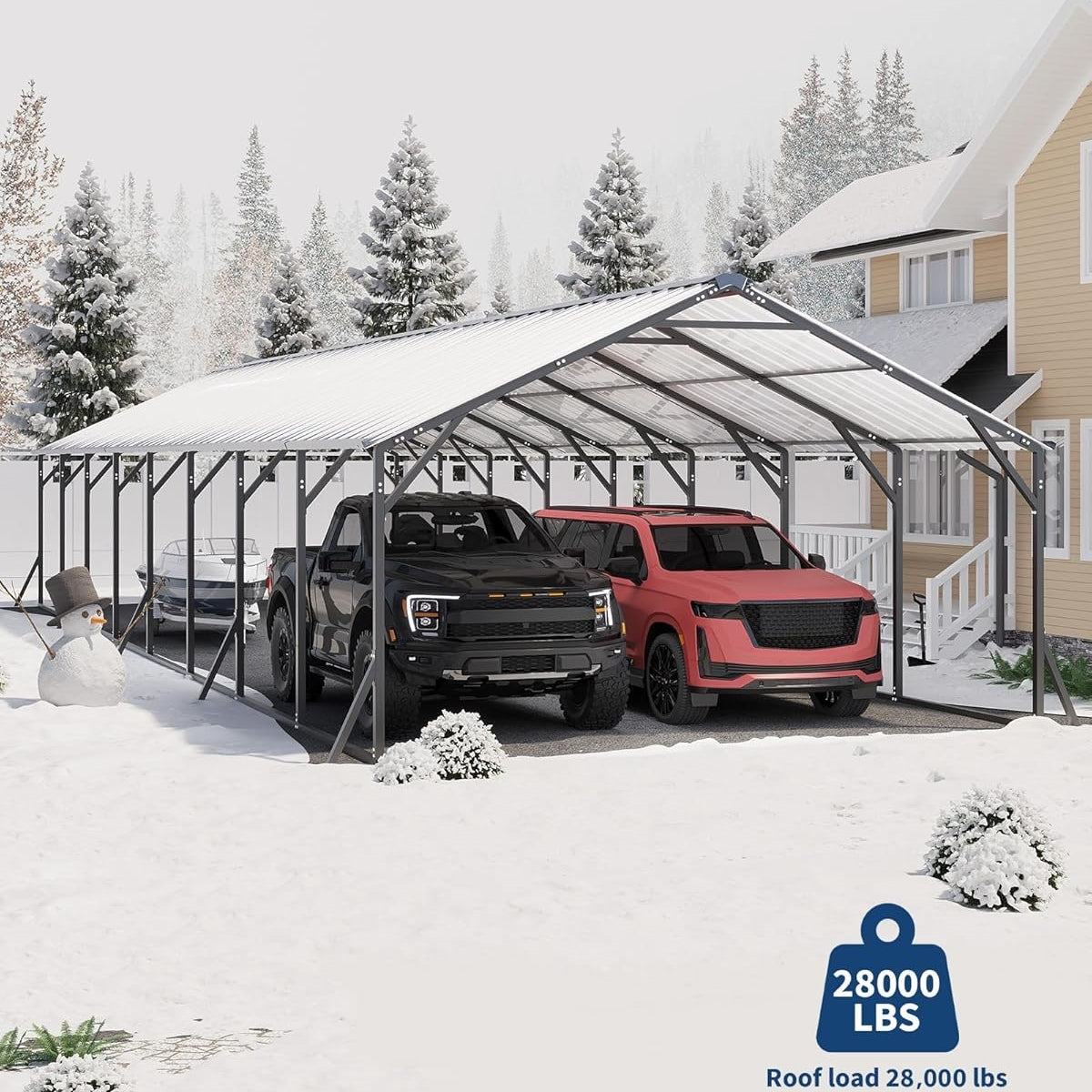 Riedhoff Metal Carport with Vertical Roof, Heavy Duty Steel, Gray