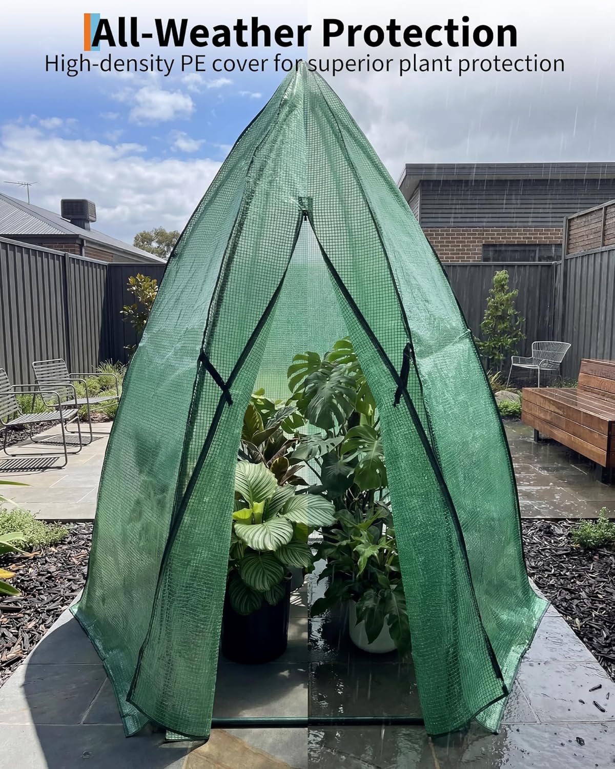 Garvee Mini Portable Greenhouse 54 x 54 x 71 inch, PE Cover with Roll-Up Zipper Door