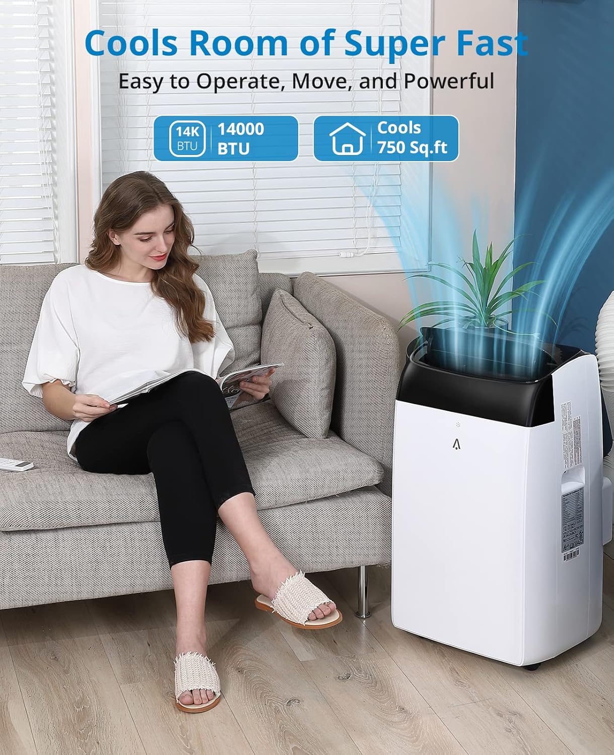 Goldensoil 14000 BTU 3-in-1 Portable AC Unit with Dehumidifier & Cooling Fan,Up to 550 Sq.Ft,Black
