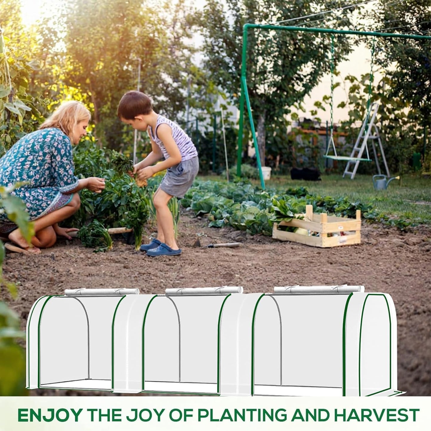 Garvee Mini Greenhouse 116.93 x 39.37 x 31.5 inch, PE Cover with Roll-up Zipper Door