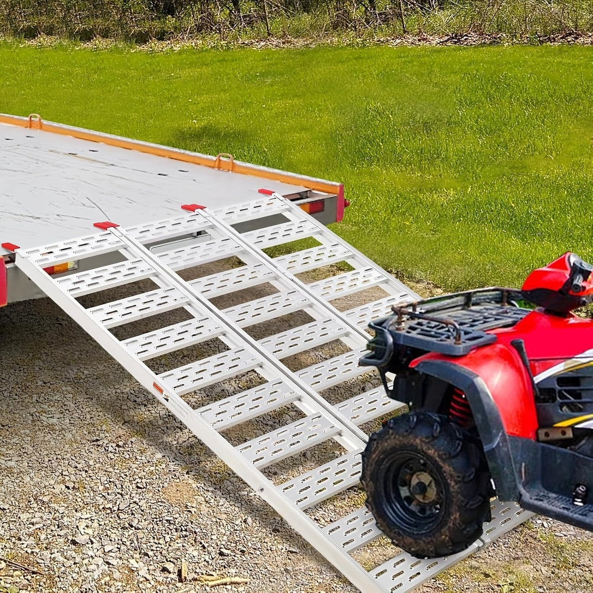 Riedhoff Tri-Fold Ramps, Atv Pickup Truck Ramps, 76" x 50", Silver
