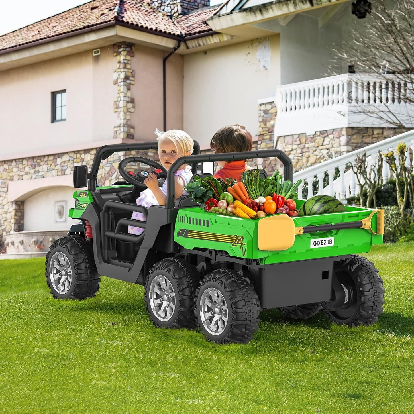 Garvee 24V Ride On Dump Truck for Kids, 4 x 75W Motors