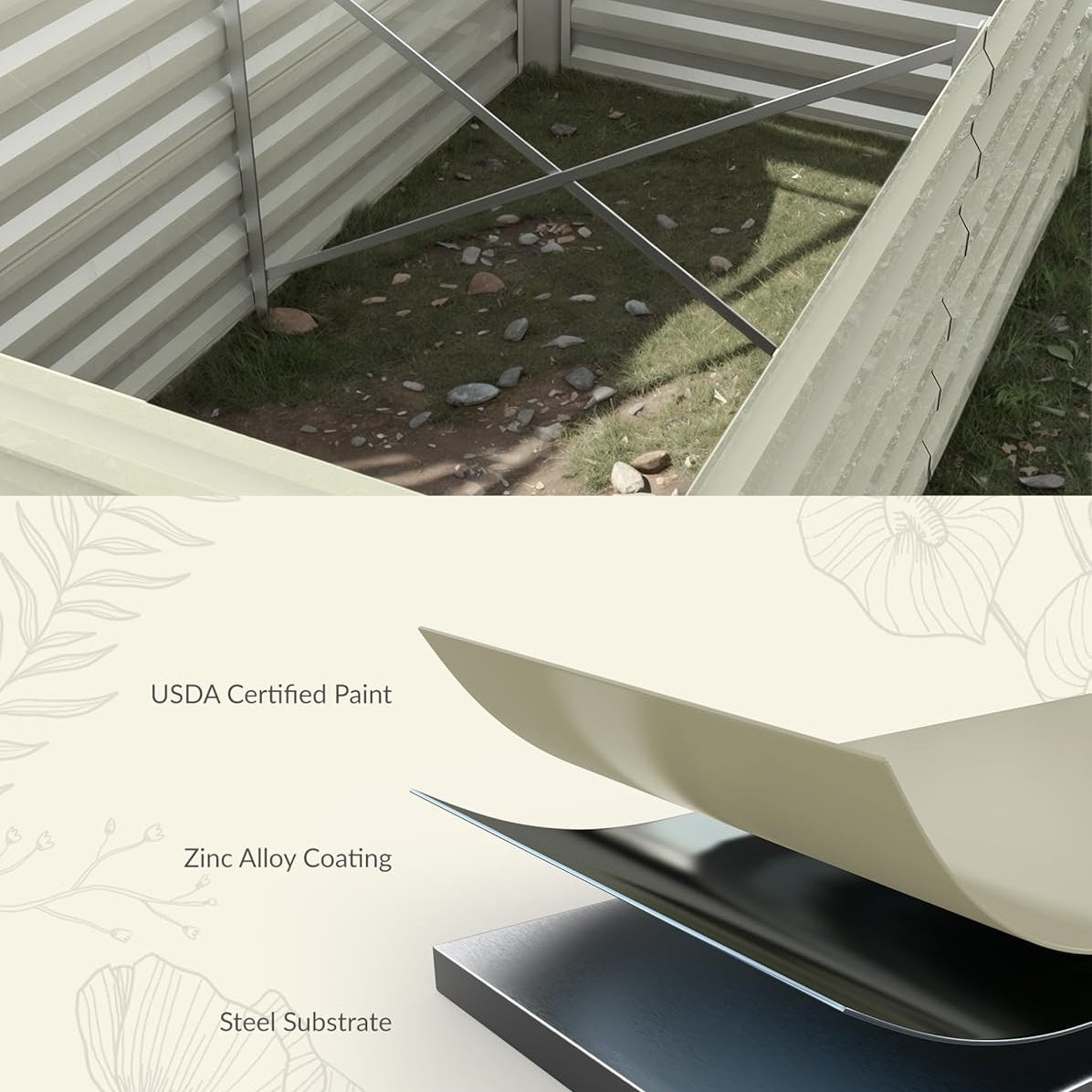 Riedhoff Steel Raised Garden Bed, Square Shape