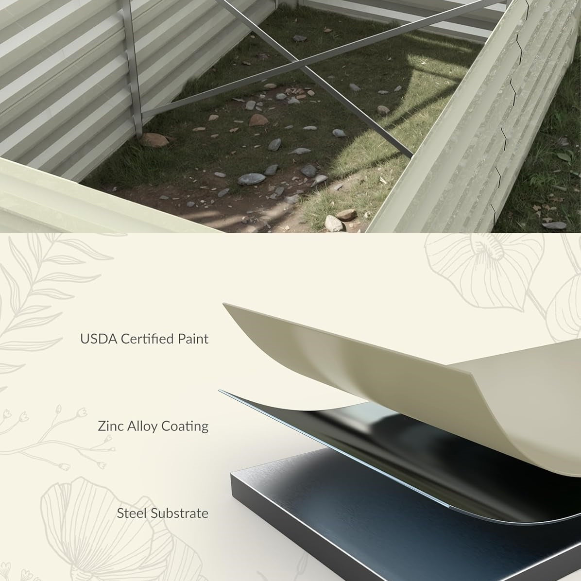 Riedhoff Steel Raised Garden Bed, Square Shape