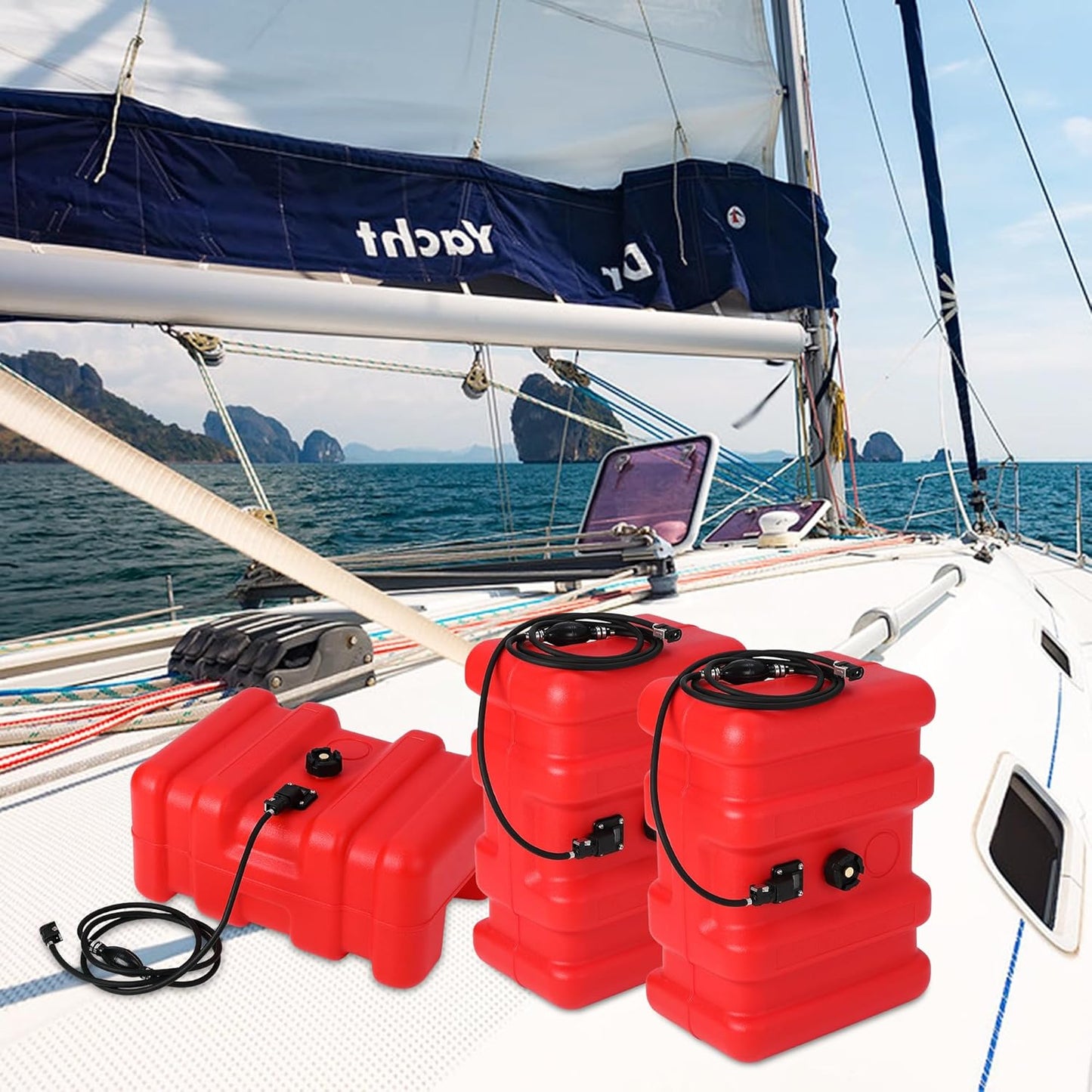 Riedhoff Marine Tank, with Line and Hand Pump, Red