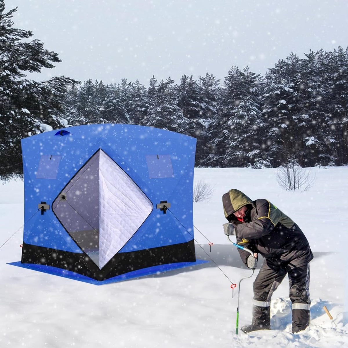 Garvee Ice Fishing Insulated Tent, 6-7 Person Shelter, 70.8 x 70.8 x 78.7"