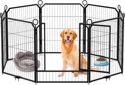 Garvee Metal Dog Playpen, Gate Included, Black