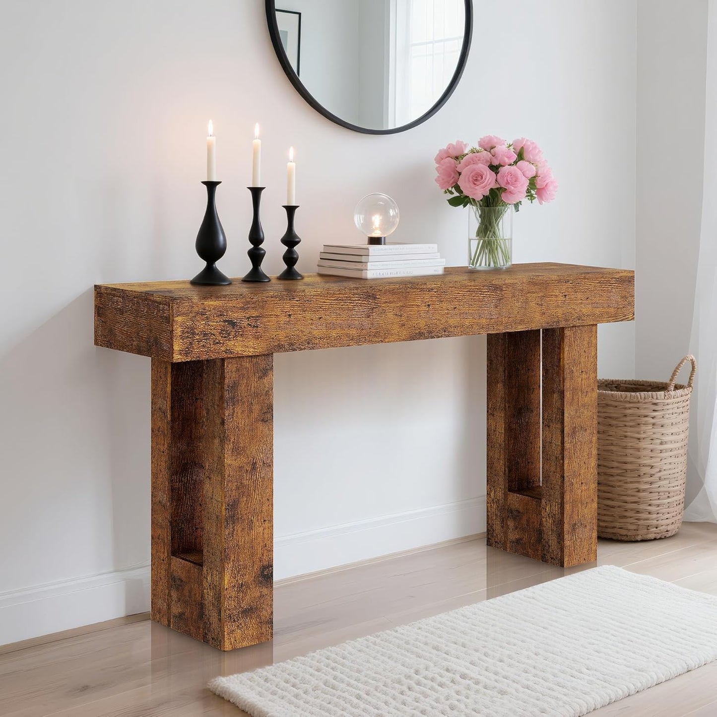Garvee 63" Console Table for Entryway, Industrial Console Sofa Table