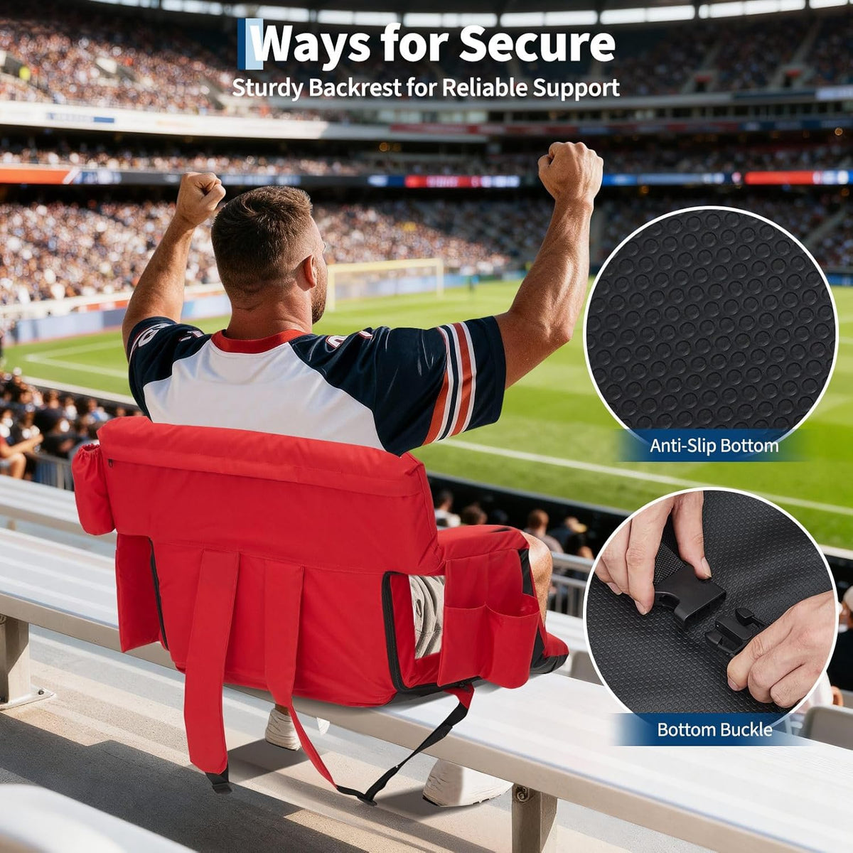 Riedhoff 6 Position Adjustable Stadium Bleacher Seats, 2 Count