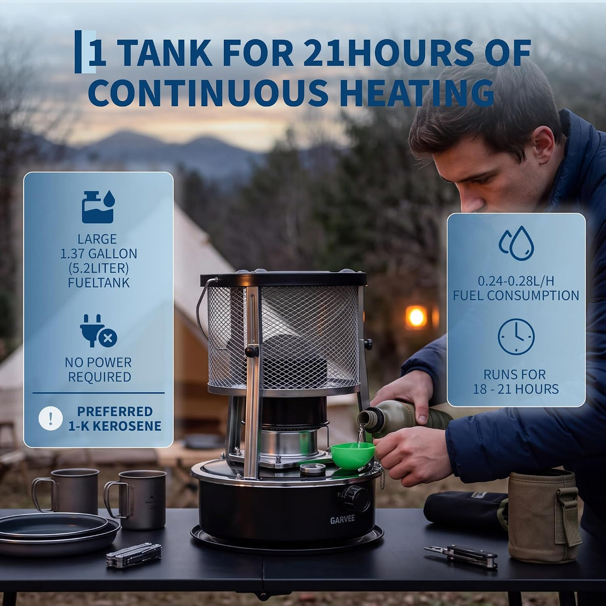 Riedhoff Portable Kerosene Heater, with Stove Top