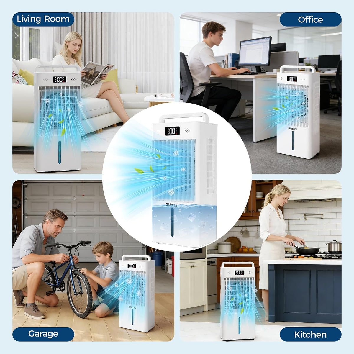 Riedhoff 45 Watt Evaporative Air Cooler FK2408Y, 6-Speed, White