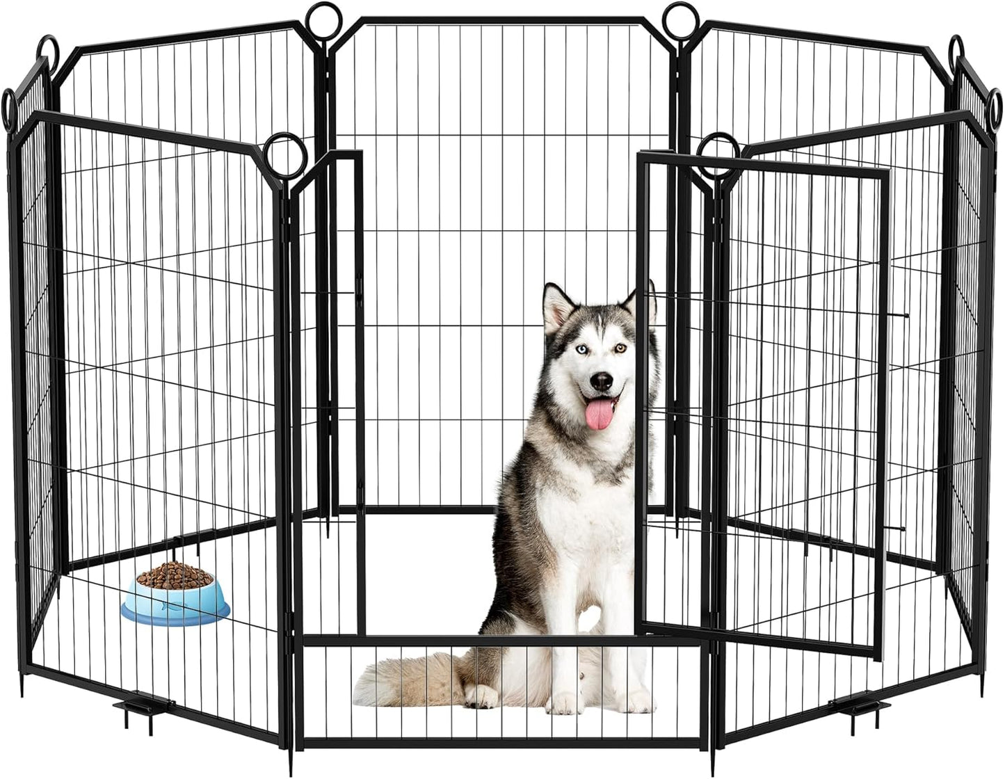 Garvee Metal Dog Playpen, Gate Included, Black