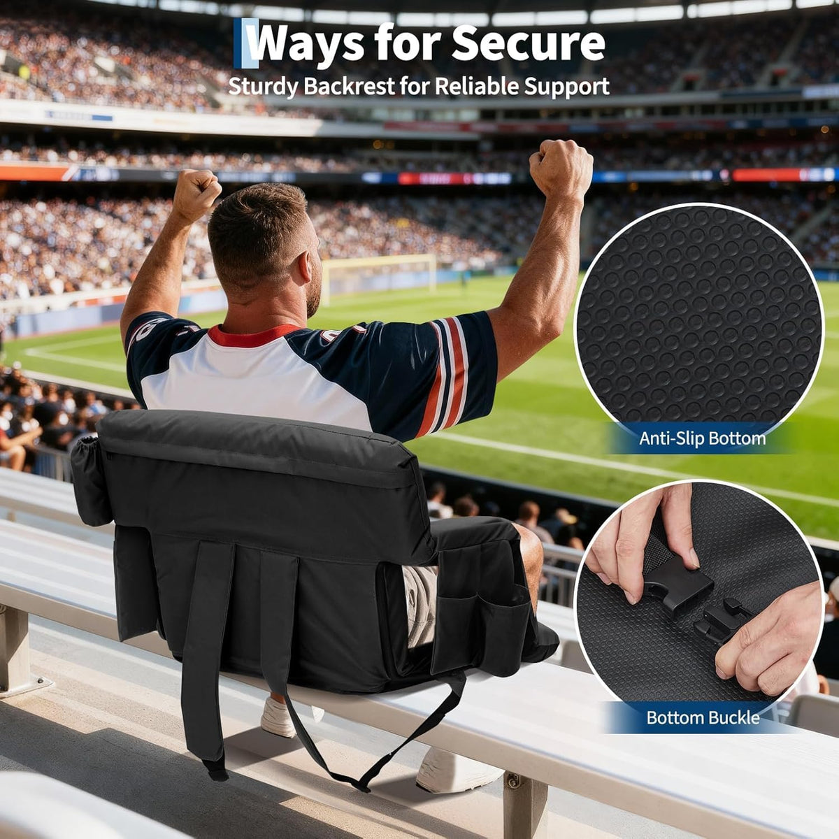 Riedhoff 6 Position Adjustable Stadium Bleacher Seats, 2 Count