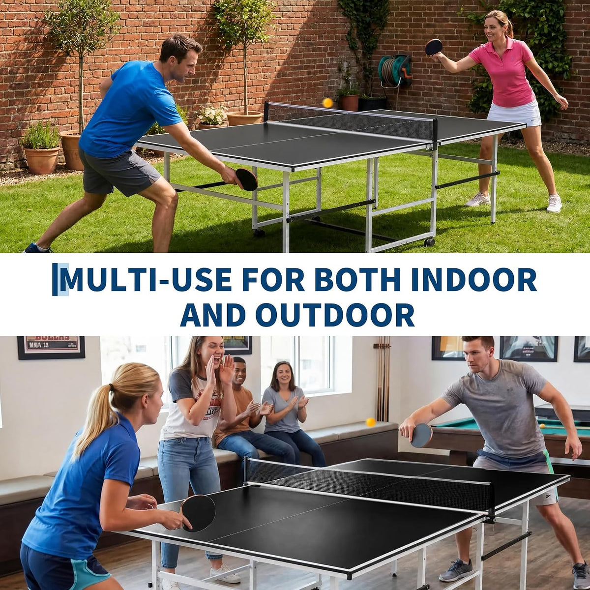 Riedhoff Portable Table Tennis Table with 2 Paddles & 3 Balls