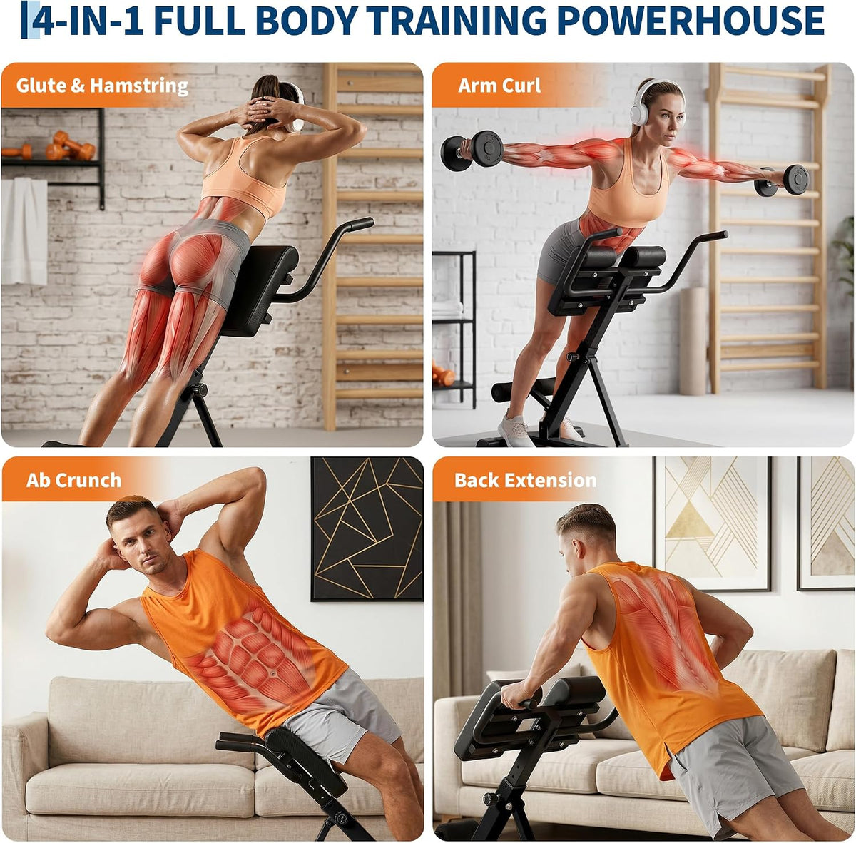 Riedhoff Roman Chair, Adjustable Hyperextension Bench, 25" to 37" Adjustable Height, 330 lbs