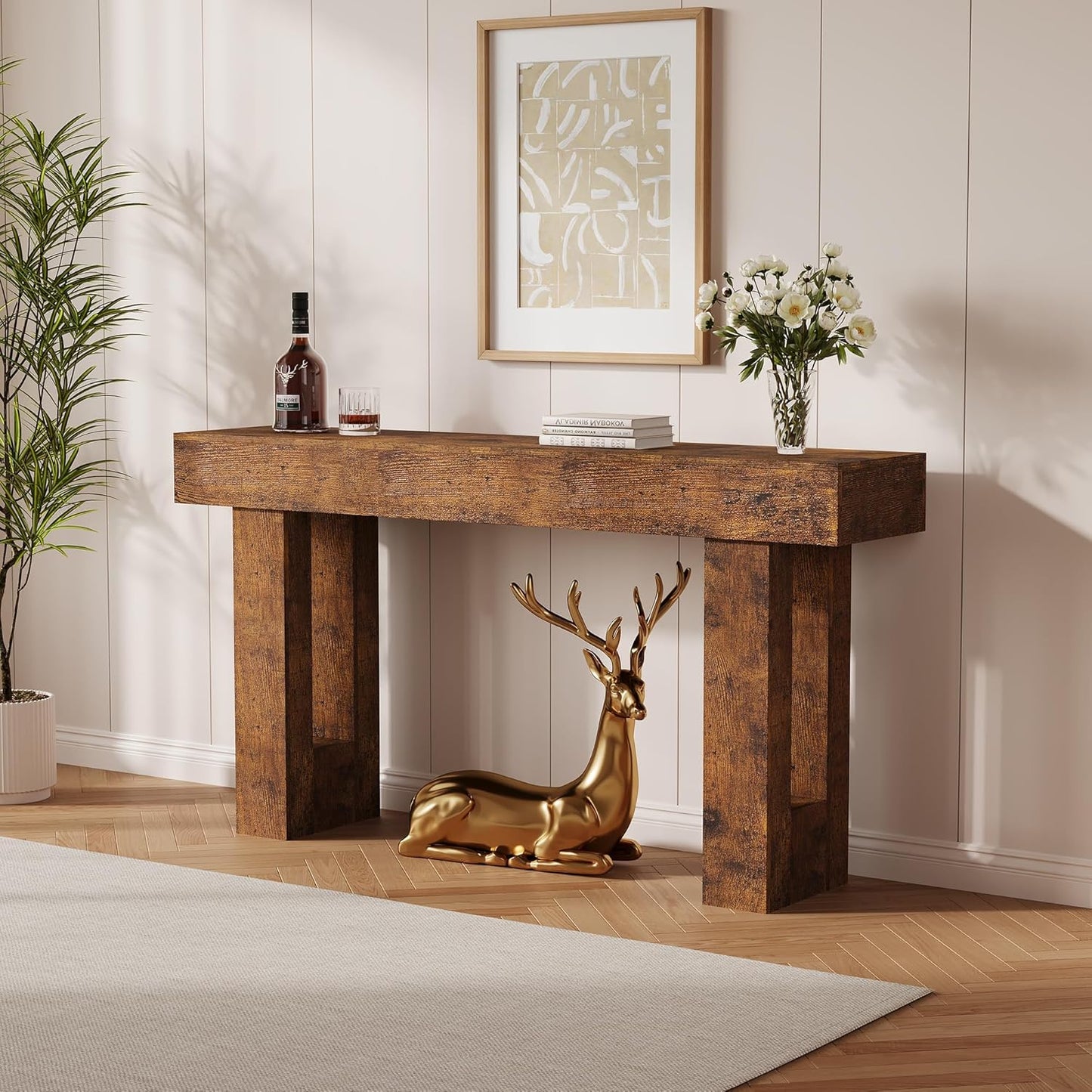 Garvee 63" Console Table for Entryway, Industrial Console Sofa Table