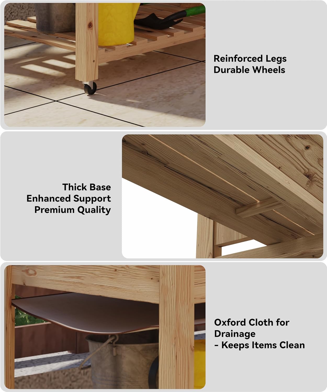 Garvee Wooden Raised Garden Bed, 48 x 24x 30" Elevated Wood Planter, Natural Color