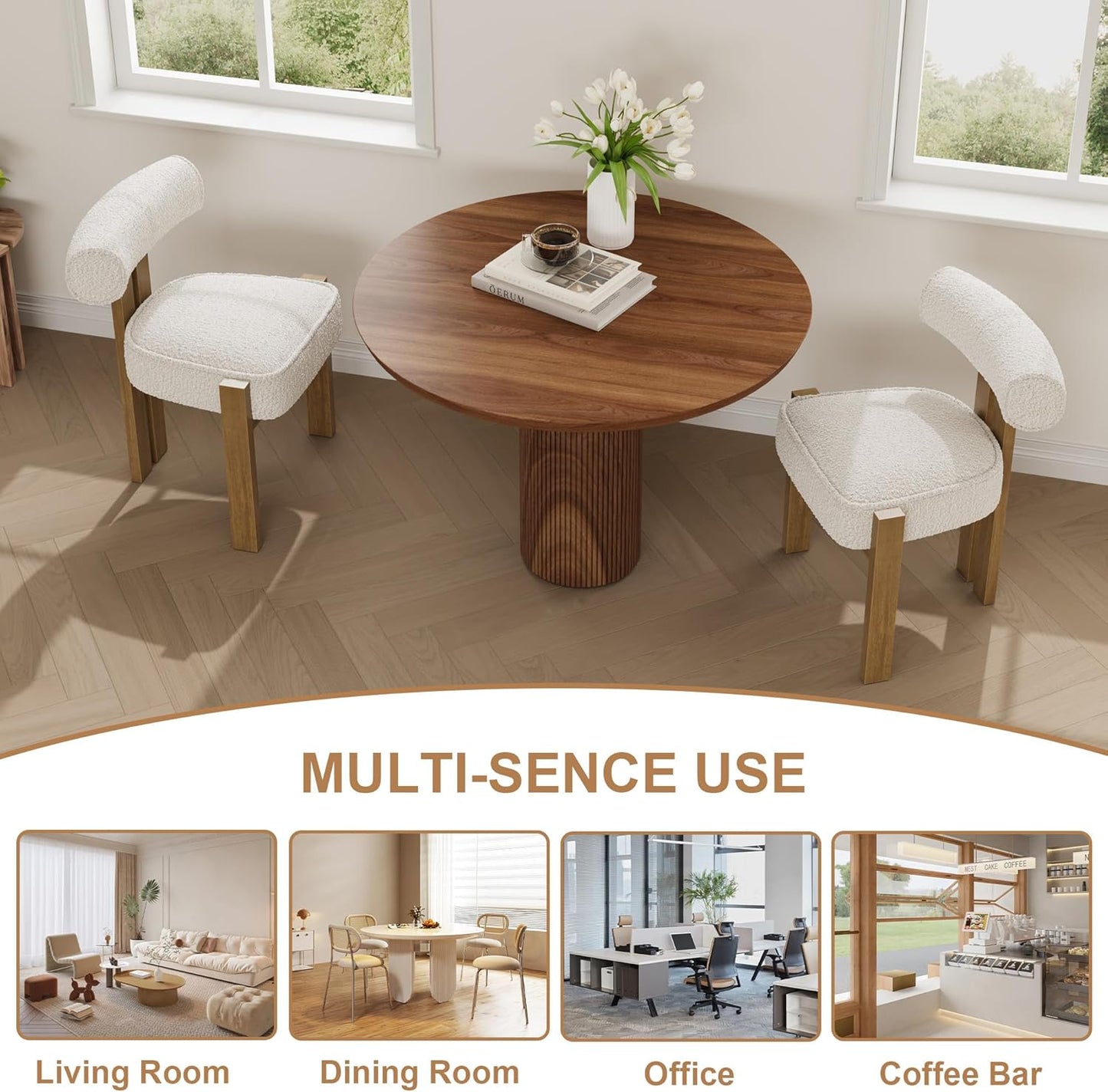 Garvee Upholstered Dining Chair 19.3 x 18.7 x 28.7", Ergonomic Curved Back Support